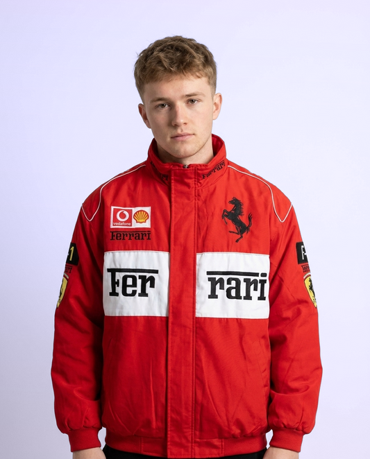 Vintage Scuderia Red-White Frrari Jacket